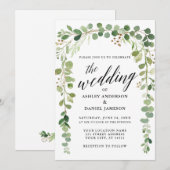 Moderne kalligrafie Waterverf Botanische bruiloft Kaart (Voorkant / Achterkant)