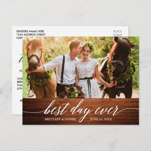 Moderne kalligrafie Weduwschap Beste dag ooit Briefkaart (Voorkant / Achterkant)