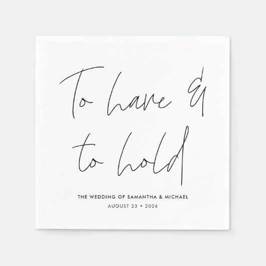 Moderne kalligrafie Wit-withuwelijk met Vows Black Servet (Voorkant)