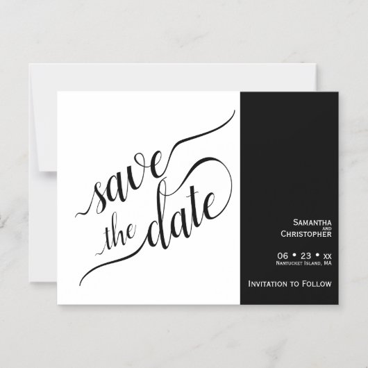Moderne kalligrafie Witte bruiloft Save the Date Magnetische Uitnodiging (Voorkant)