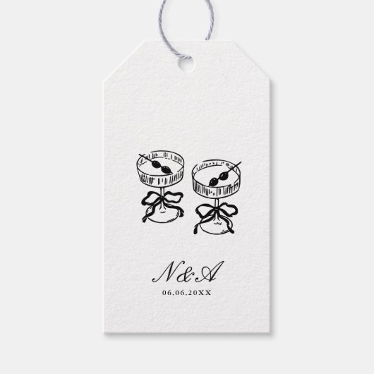 Moderne kalligrafie zwart wit bruiloft cadeaulabel (Voorkant)