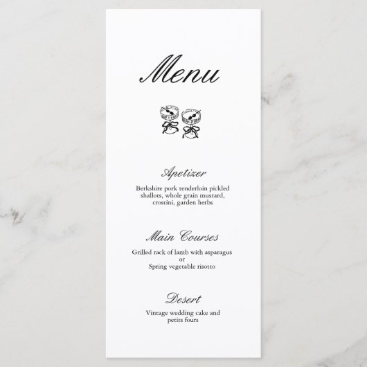 Moderne kalligrafie Zwart & Wit Bruiloft Menu (Voorkant)