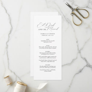 Moderne kalligrafie Zwart & Wit Bruiloft Menu