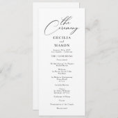 Moderne kalligrafie zwart-wit bruiloft programma (Voorkant / Achterkant)