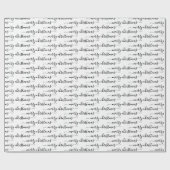 Moderne kalligrafie Zwarte en Witte Kerstmis Cadeaupapier (Vlak)