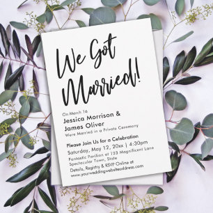 Moderne kalligrafieminimalist we zijn getrouwd! kaart