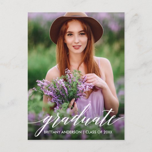 Moderne kalligrafiescript Afstuderen Foto Briefkaart (Voorkant)