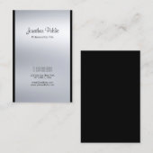 Moderne kalligrafiescript Silver Fashionable Luxe Visitekaartje (Voorkant / Achterkant)