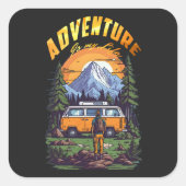 Moderne kampeervakantie vierkante sticker (Voorkant)
