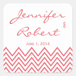 Moderne kamperfoelie Roze Chevron Envelope Seal Vierkante Sticker