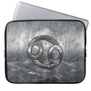 Moderne Kanker-teken in zilveren metalen stijl Laptop Sleeve