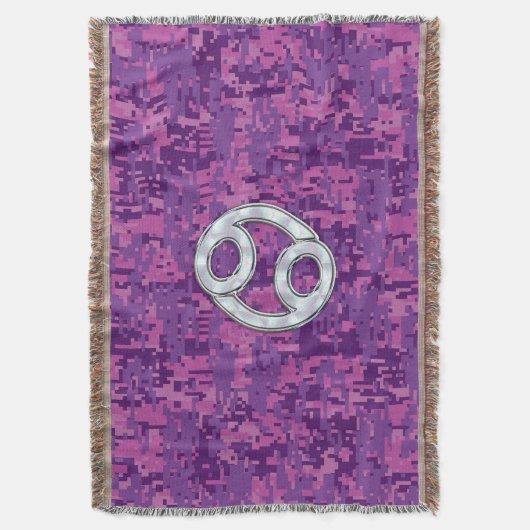 Moderne kankerdiercode op roze digitale camo deken (Voorkant Verticaal)