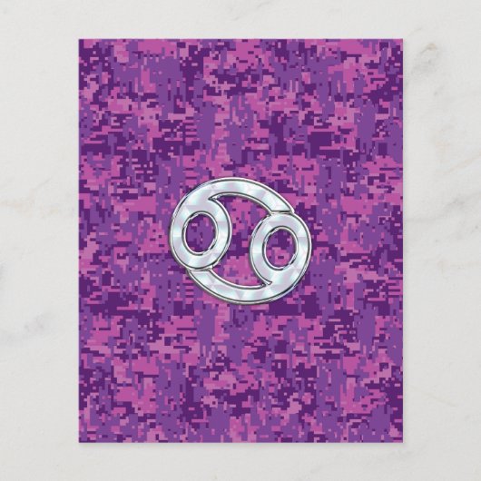 Moderne kankerdiercode op roze digitale camo flyer (Voorkant)