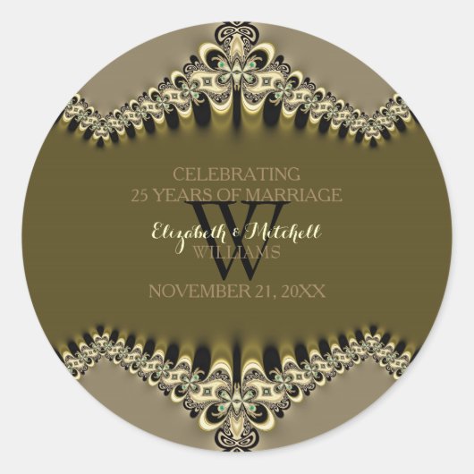 Moderne kant bruiloft speciale evenementen ronde sticker (Voorkant)