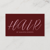 Moderne kapper chic script rood visitekaartje (Voorkant)