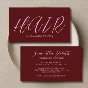 Moderne kapper chic script rood visitekaartje