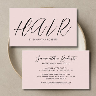 Moderne kapper chic script roze blozen visitekaartje