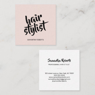 Moderne kapper minimale script blush roze vierkante visitekaartje