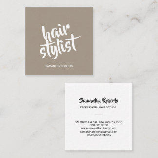 Moderne kapper minimale script lichtbruin vierkante visitekaartje