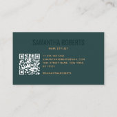Moderne kapper QR-code groen Visitekaartje (Achterkant)