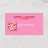 Moderne kapper QR-code roze Visitekaartje (Achterkant)