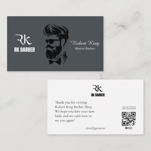 Moderne Kapper QR Code Visitekaartje (Voorkant / Achterkant)