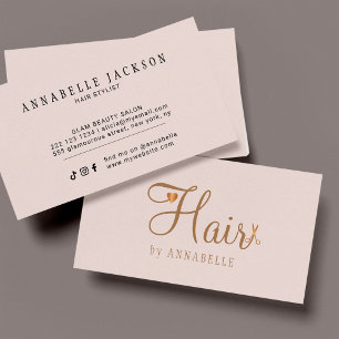 Moderne kapper roze goud chic schrift visitekaartje