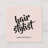Moderne kapper script blush roze qr code vierkante visitekaartje (Voorkant)