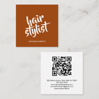 Moderne kapper script terracotta qr code vierkante visitekaartje