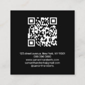 Moderne kapper script zwart qr code vierkante visitekaartje (Achterkant)