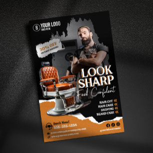 Moderne kapperstoel haarstylist kapper flyer