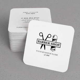 Moderne kapperszaak logo naam professionele salon vierkante visitekaartje