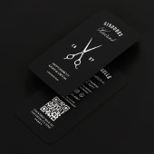 Moderne kapperszaak zwart wit schaar visitekaartje