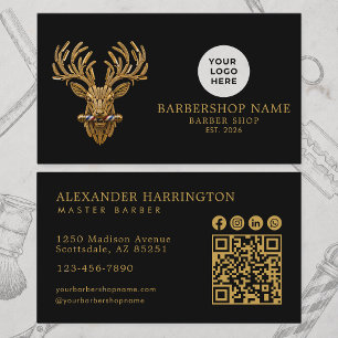 Moderne Kapperzaak Gouden Hert Qr Code Sociale Ico Visitekaartje