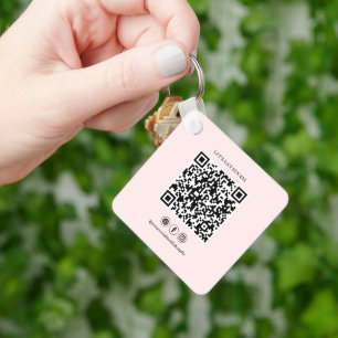 Moderne Kapsalon Roze Blush Visitekaartje Sleutelhanger