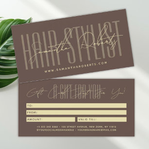 Moderne kapsalon script typografie cadeaukaart