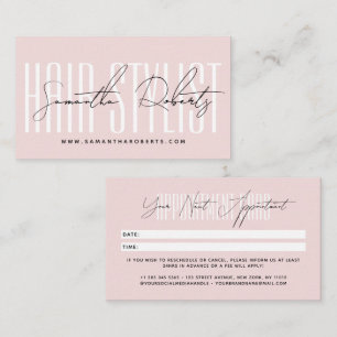 Moderne kapsalon script typografie roze afsprakenkaartje