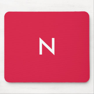Moderne Karmozijn Rood Minimalistische Monogram In Muismat