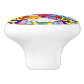 Moderne Kat Face Abstracte Waterverf - kleurrijk Keramische Knop (Zijkant)