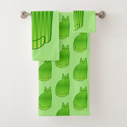 Moderne kat, Limoen en smaragdgroen Bad Handdoek (Insitu)