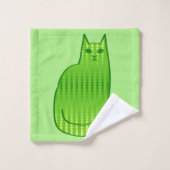 Moderne kat, Limoen en smaragdgroen Bad Handdoek (Wasdoekje)