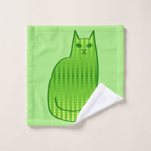 Moderne kat, Limoen en smaragdgroen Bad Handdoek (Wasdoekje)