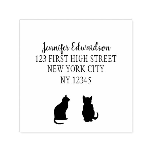 Moderne kat silhouetten handgeschreven script zelfinktende stempel (Design)