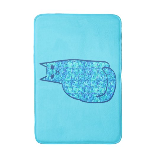 Moderne kat uit de middeleeuwen, Turquoise en mari Badmat (Voorkant Verticaal)