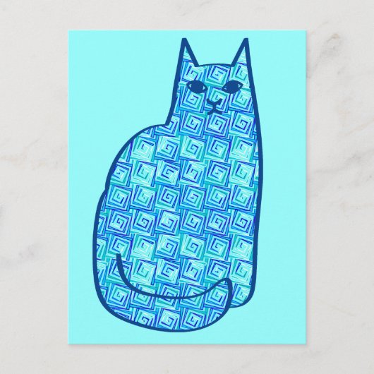 Moderne kat uit de middeleeuwen, Turquoise en mari Briefkaart (Voorkant)