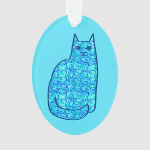 Moderne kat uit de middeleeuwen, Turquoise en mari Ornament