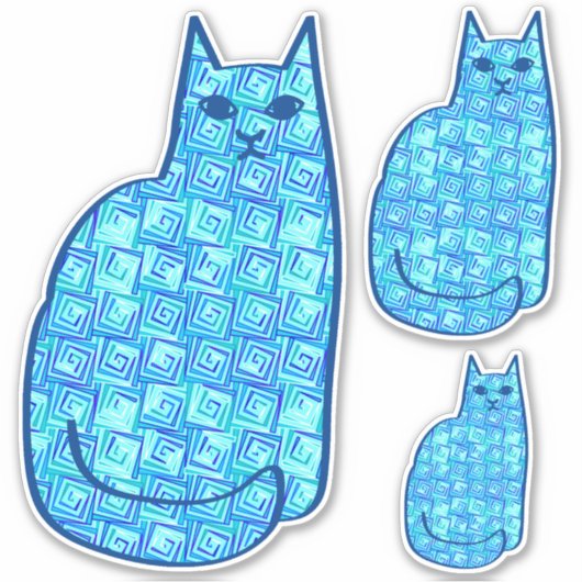 Moderne kat uit de middeleeuwen, Turquoise en mari Sticker (Voorkant)