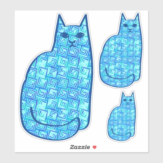 Moderne kat uit de middeleeuwen, Turquoise en mari Sticker (Vel)