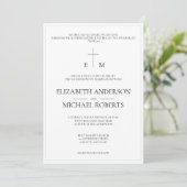 Moderne Katholieke Foto B & W Cross Wedding Kaart (Staand voorkant)