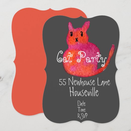 Moderne katteetentje voor roze katten kaart (Voorkant / Achterkant)